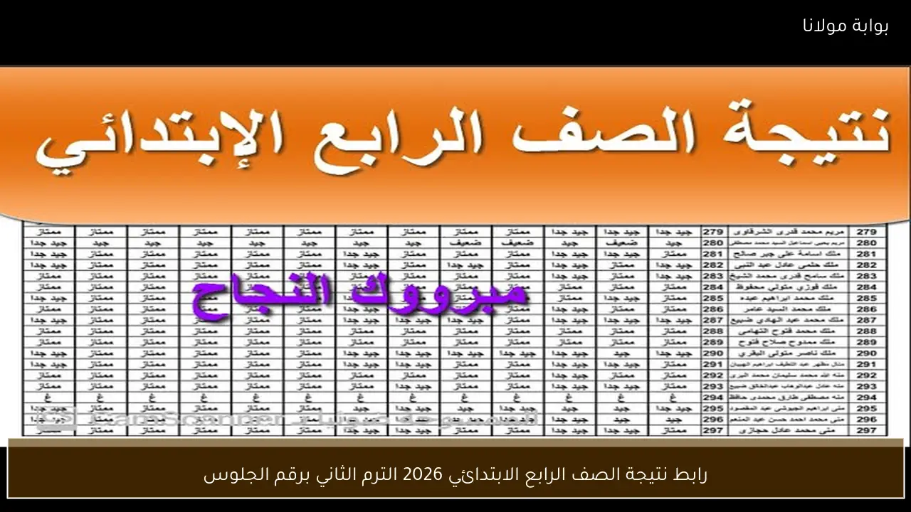​رابط نتيجة الصف الرابع الابتدائي 2026 الفصل الدراسي الثاني برقم الجلوس