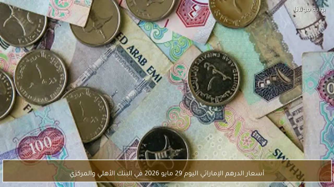 أسعار الدرهم الإماراتي اليوم 29 مايو 2026 في البنك الأهلي والمركزي