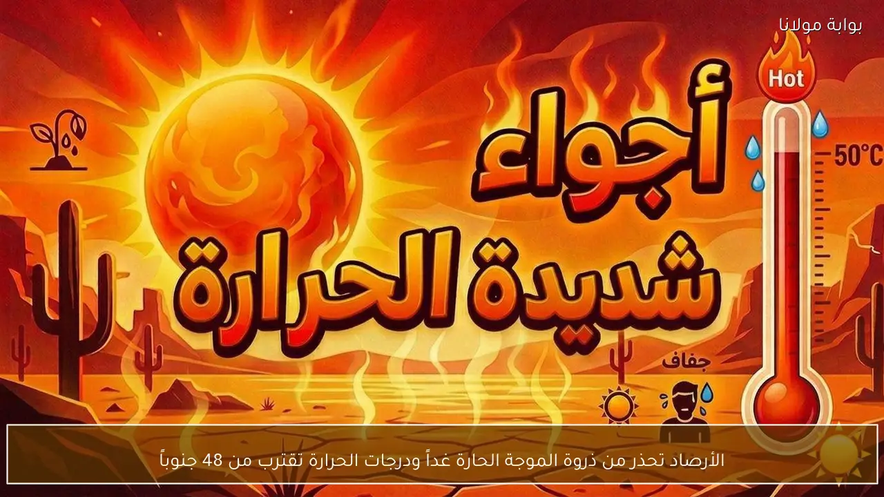 الأرصاد تحذر من ذروة الموجة الحارة غداً الإثنين.. درجات الحرارة تقترب من 48 جنوباً