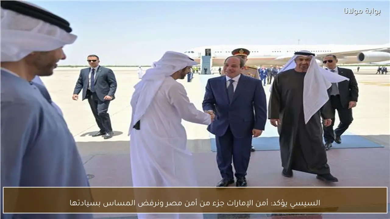السيسي يؤكد: أمن الإمارات جزء من أمن مصر ونرفض المساس بسيادتها