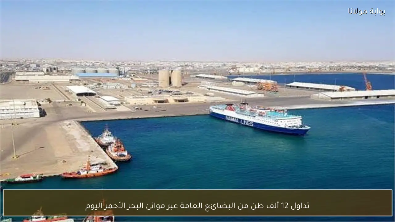 تداول 12 ألف طن من البضائع العامة عبر موانئ البحر الأحمر اليوم