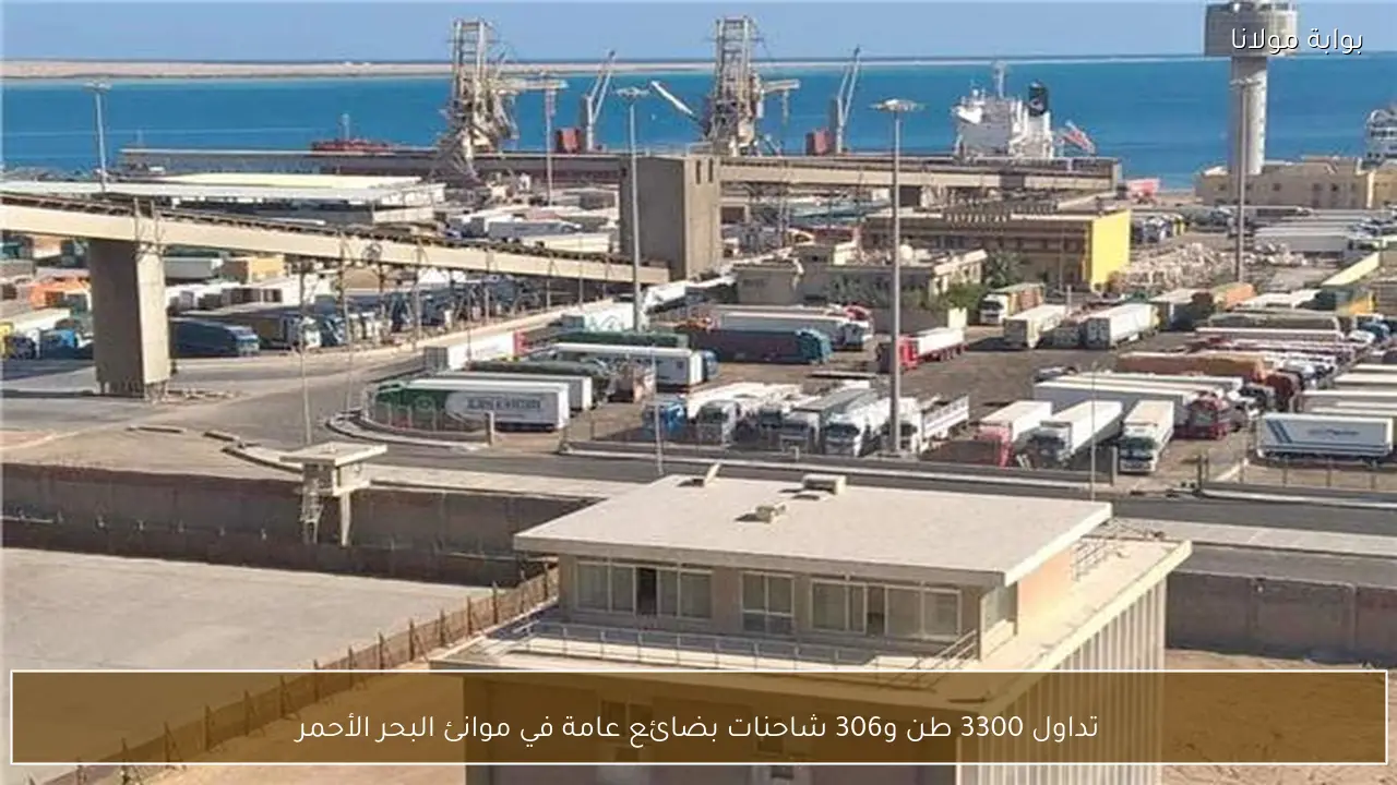 تداول 3300 طن و306 شاحنات بضائع عامة في موانئ البحر الأحمر