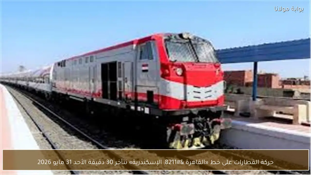 حركة القطارات على خط «القاهرة – الإسكندرية» تتأخر 30 دقيقة الأحد 31 مايو 2026