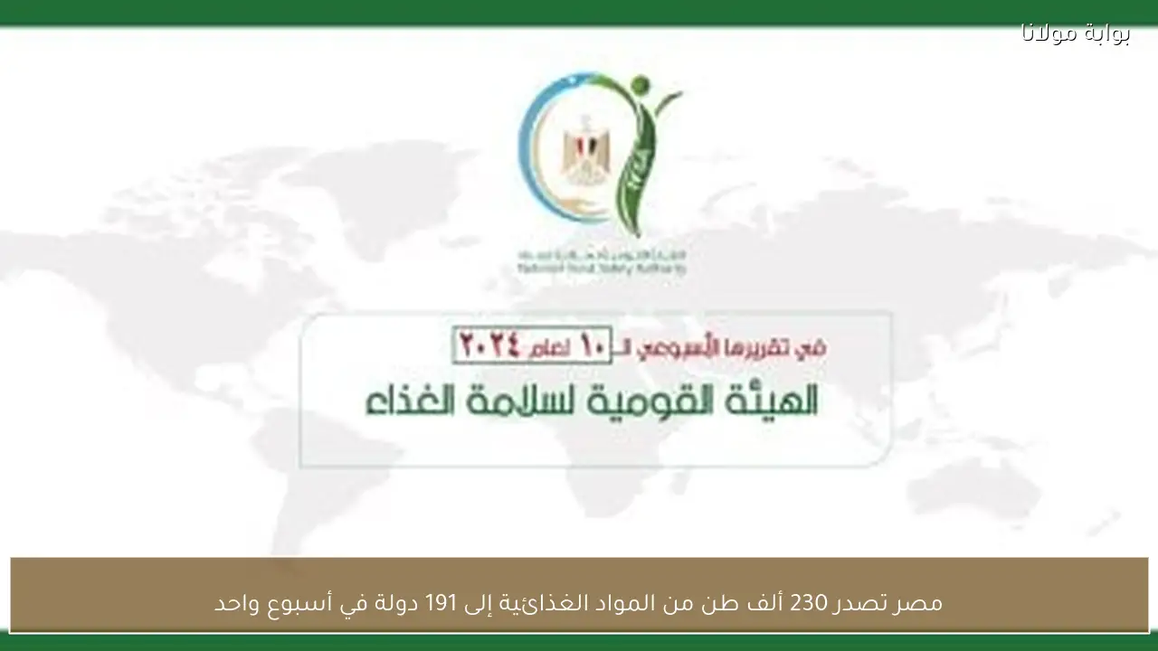 مصر تصدر 230 ألف طن من المواد الغذائية إلى 191 دولة في أسبوع واحد