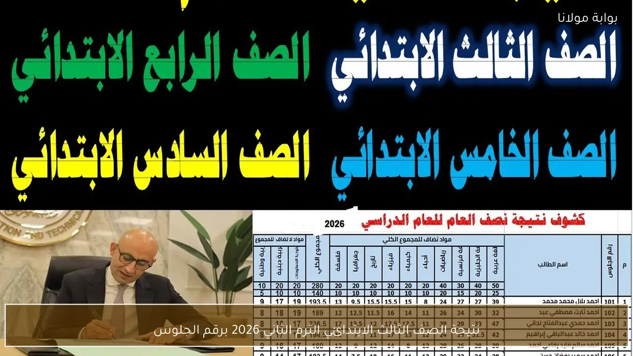 نتيجة الصف الثالث الابتدائي الترم الثاني 2026 برقم الجلوس