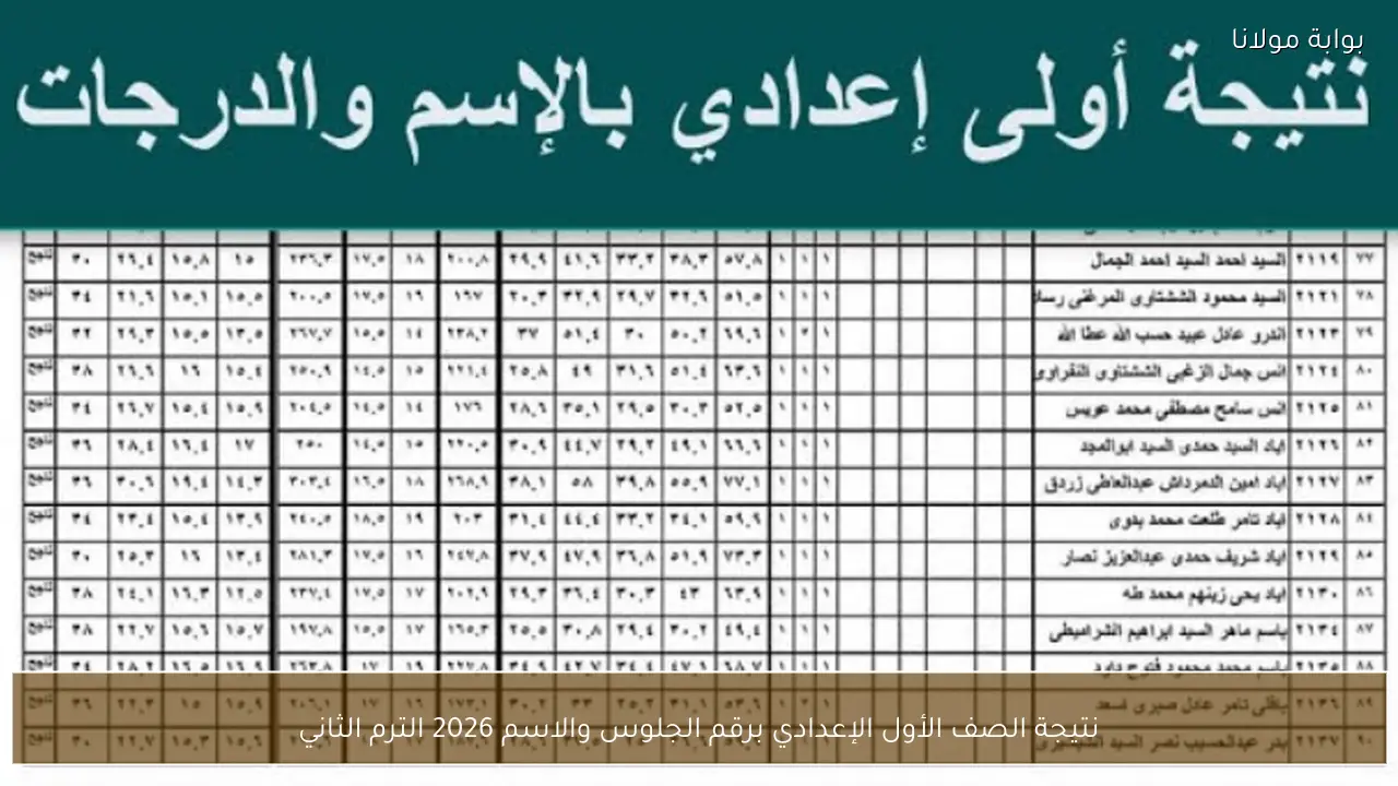 نتيجة الصف الأول الإعدادي برقم الجلوس والاسم 2026 الترم الثاني