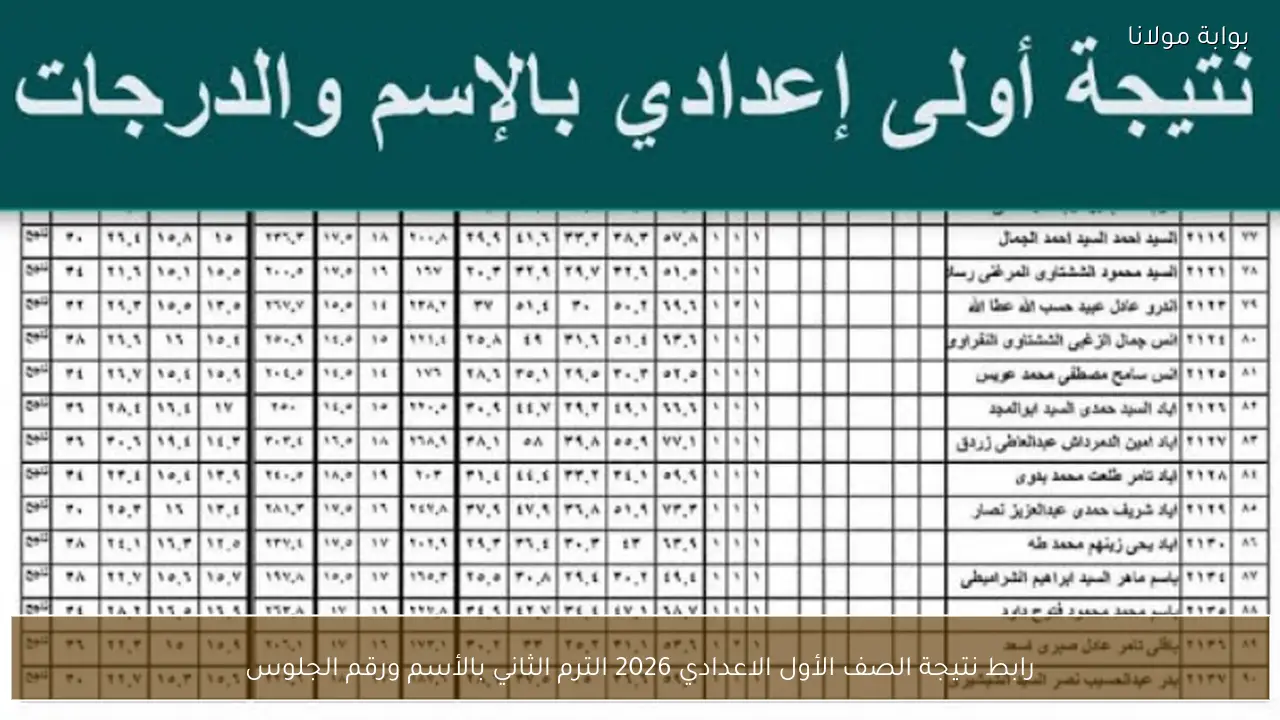 رابط نتيجة الصف الأول الاعدادي 2026 الترم الثاني بالأسم ورقم الجلوس