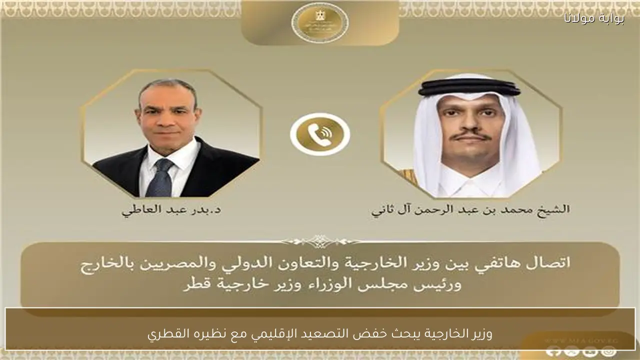 وزير الخارجية يبحث خفض التصعيد الإقليمي مع نظيره القطري