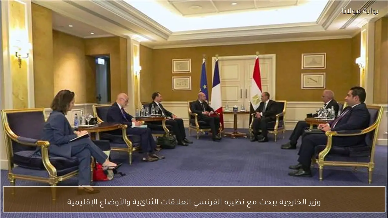 وزير الخارجية يبحث مع نظيره الفرنسي العلاقات الثنائية والأوضاع الإقليمية