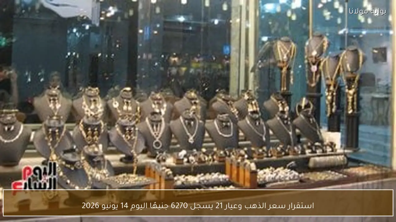 استقرار سعر الذهب وعيار 21 يسجل 6270 جنيهًا اليوم 14 يونيو 2026