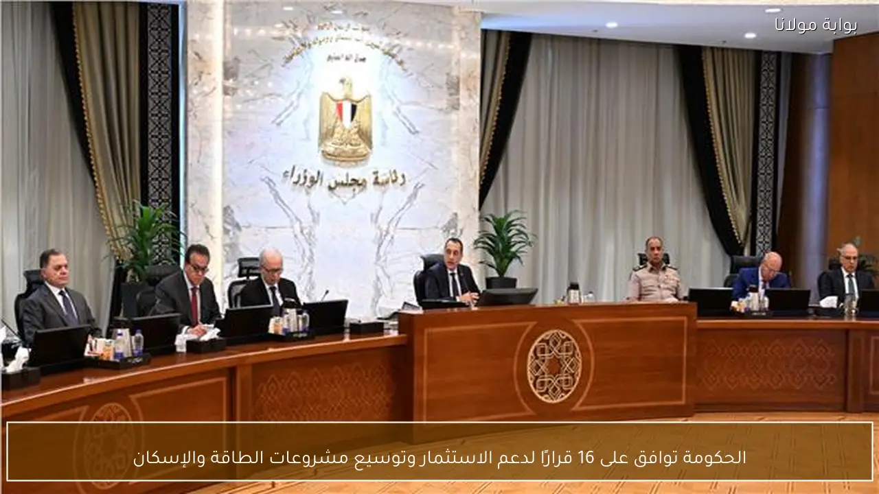 الحكومة توافق على 16 قرارًا لدعم الاستثمار وتوسيع مشروعات الطاقة والإسكان