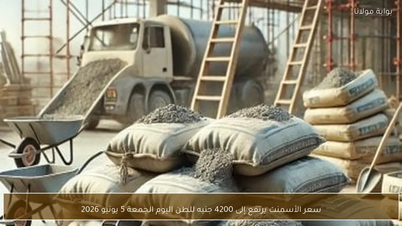 سعر الأسمنت يرتفع إلى 4200 جنيه للطن اليوم الجمعة 5 يونيو 2026