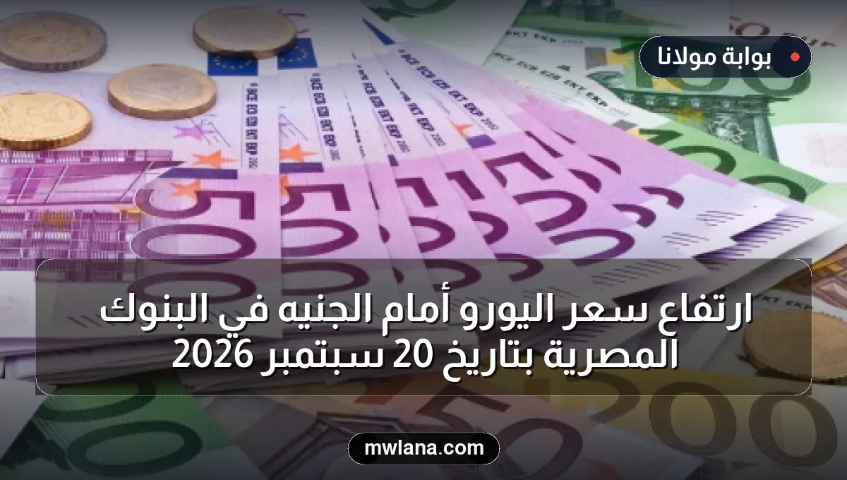 ارتفاع سعر اليورو أمام الجنيه في البنوك المصرية بتاريخ 20 سبتمبر 2026