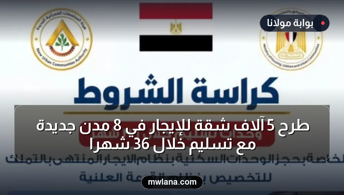 طرح 5 آلاف شقة للإيجار في 8 مدن جديدة مع تسليم خلال 36 شهراً