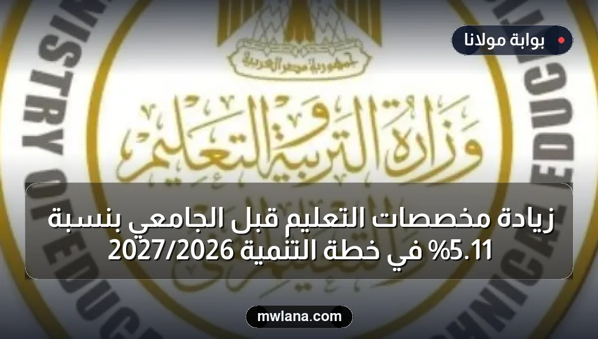 زيادة مخصصات التعليم قبل الجامعي بنسبة 11.5% في خطة التنمية 2026/2027