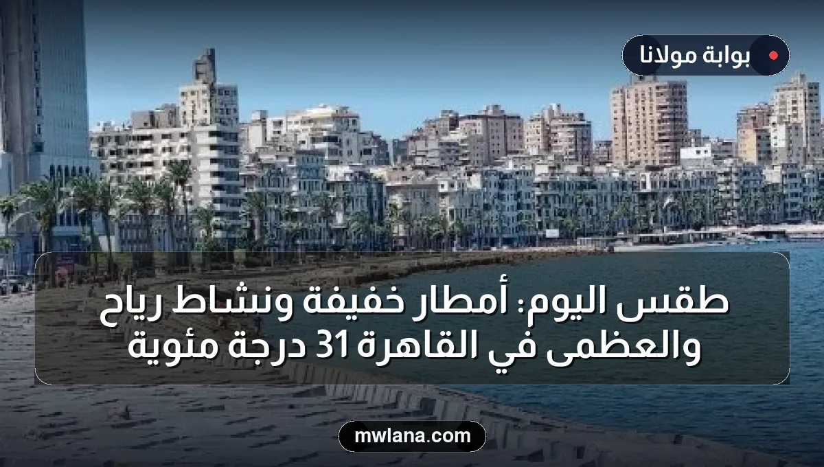 طقس اليوم: أمطار خفيفة ونشاط رياح والعظمى في القاهرة 31 درجة مئوية