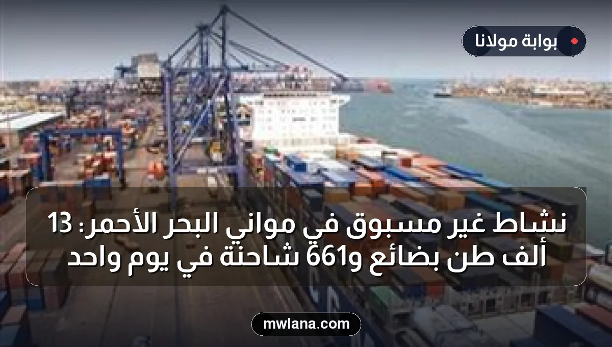 نشاط غير مسبوق في مواني البحر الأحمر: 13 ألف طن بضائع و661 شاحنة في يوم واحد