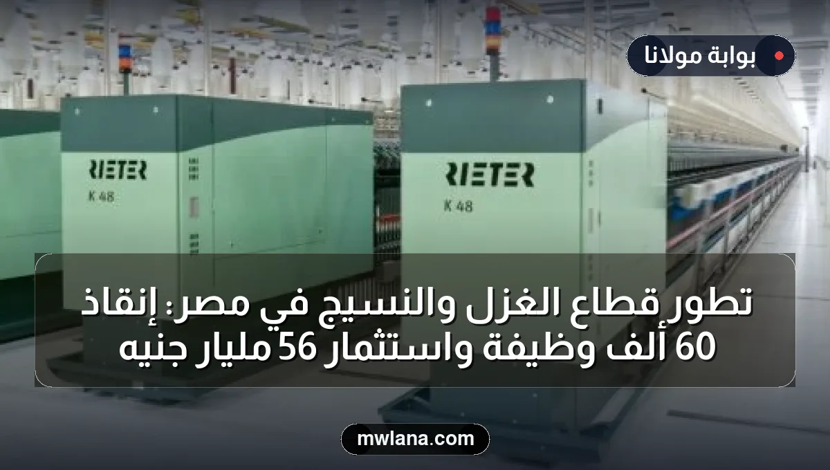 تطور قطاع الغزل والنسيج في مصر: إنقاذ 60 ألف وظيفة واستثمار 56 مليار جنيه