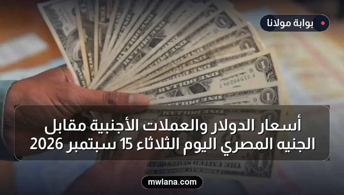 أسعار الدولار والعملات الأجنبية مقابل الجنيه المصري اليوم الثلاثاء 15 سبتمبر 2026