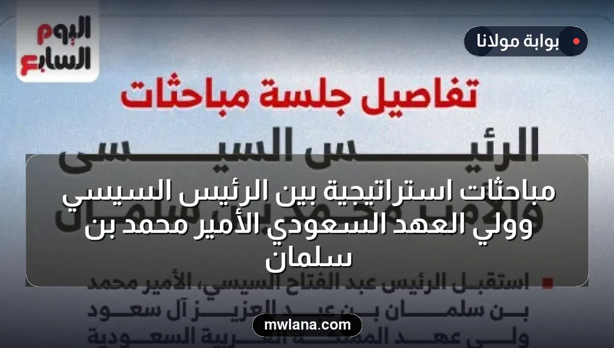 مباحثات استراتيجية بين الرئيس السيسي وولي العهد السعودي الأمير محمد بن سلمان