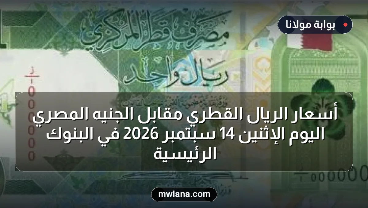 أسعار الريال القطري مقابل الجنيه المصري اليوم الإثنين 14 سبتمبر 2026 في البنوك الرئيسية