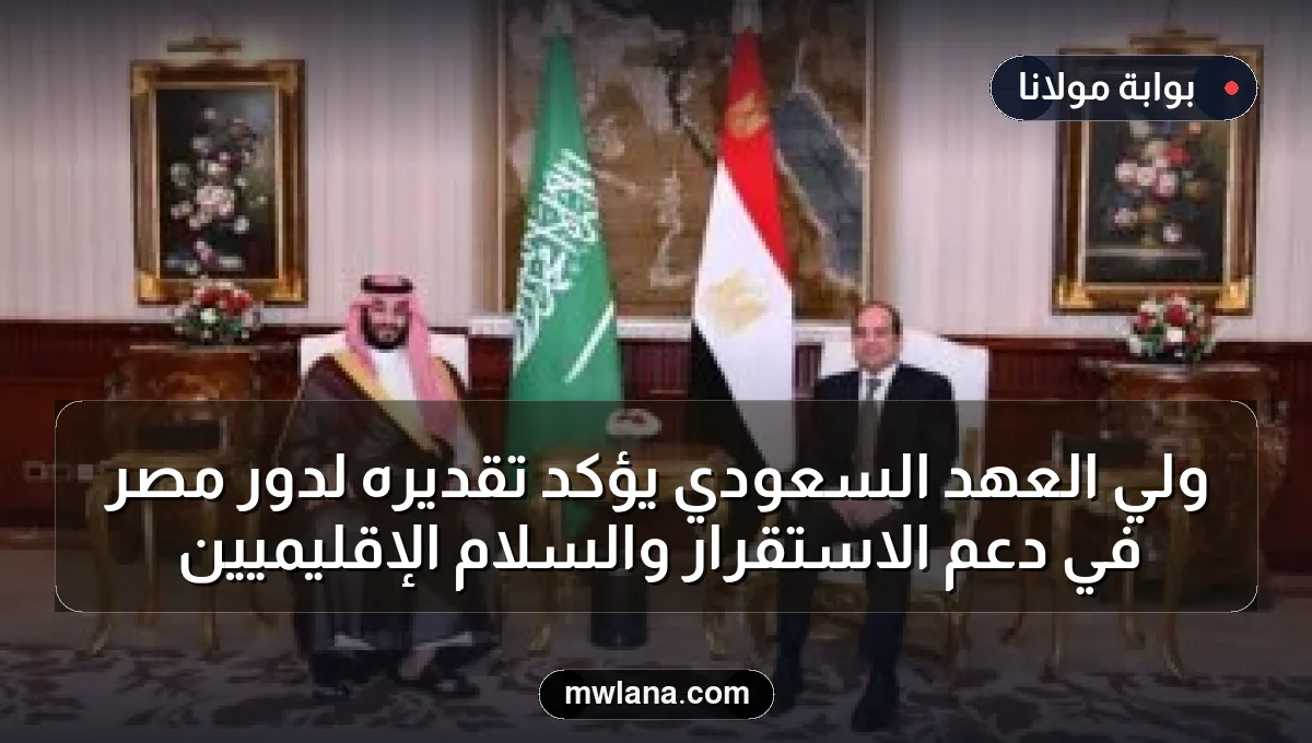ولي العهد السعودي يؤكد تقديره لدور مصر في دعم الاستقرار والسلام الإقليميين