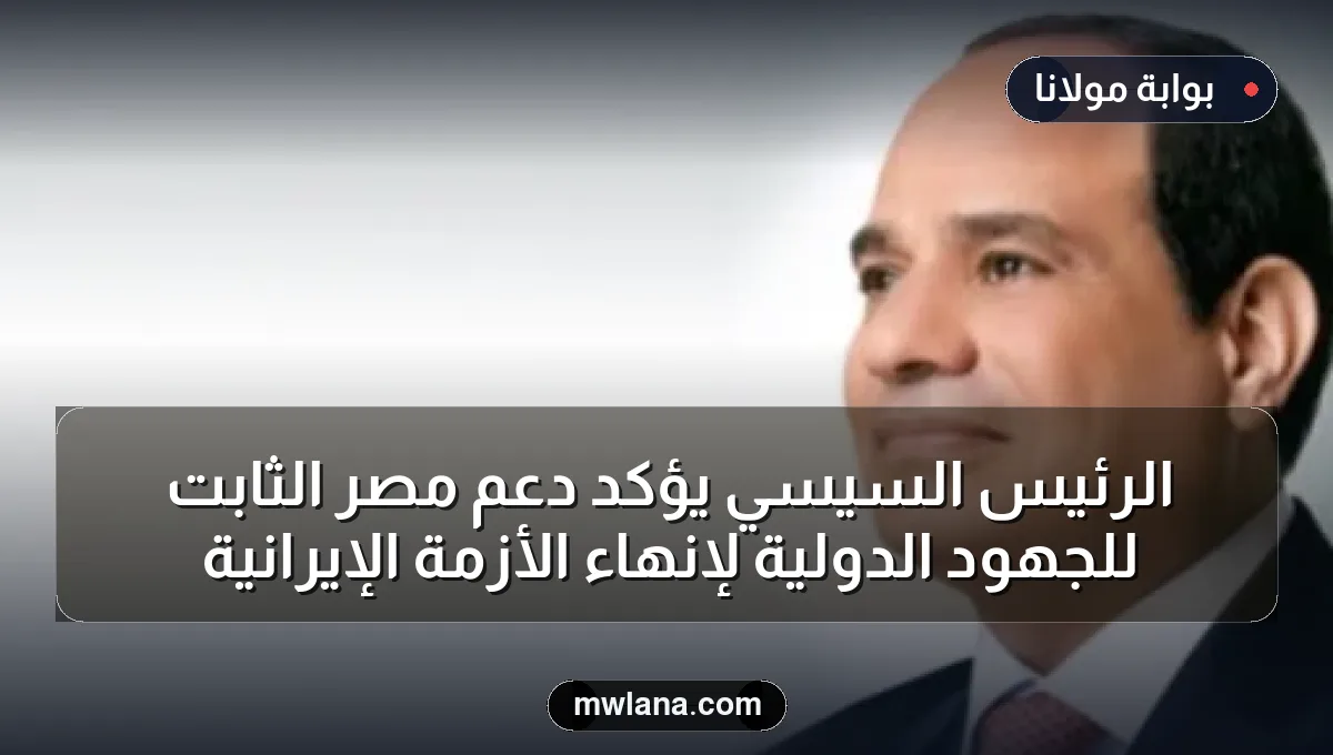 الرئيس السيسي يؤكد دعم مصر الثابت للجهود الدولية لإنهاء الأزمة الإيرانية