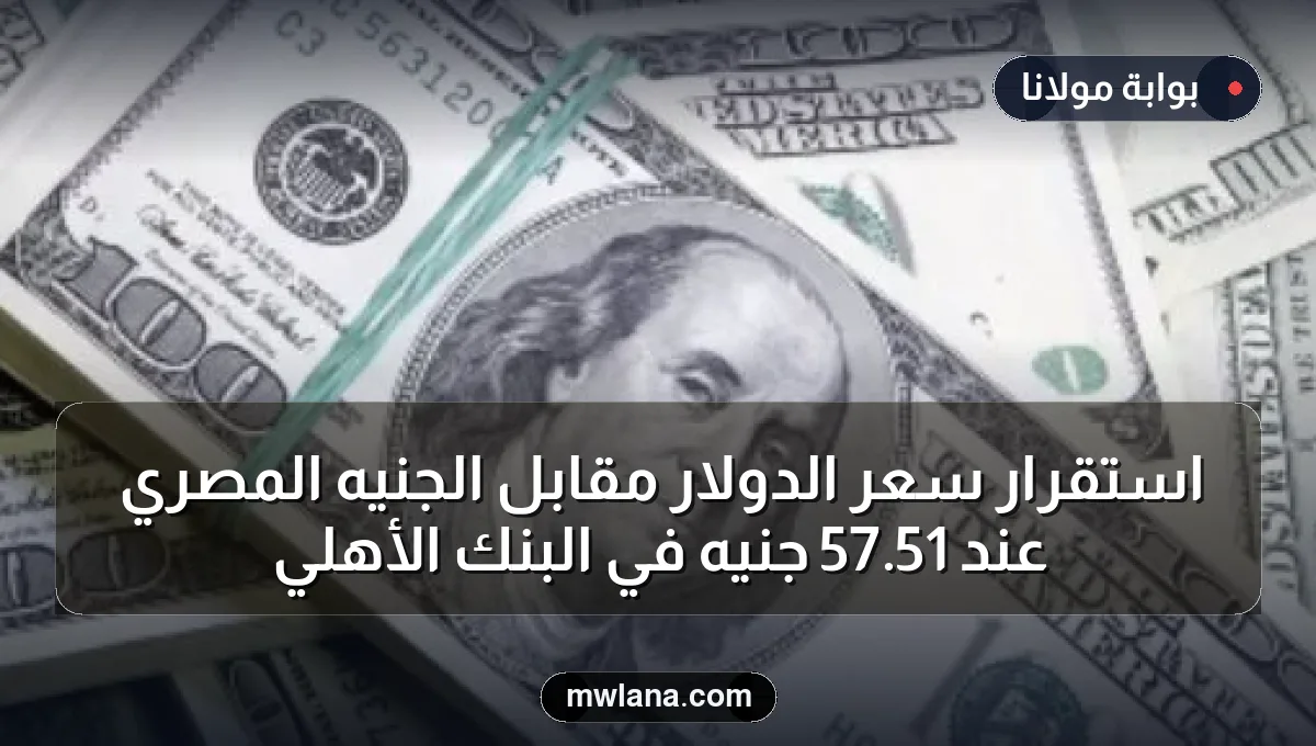 استقرار سعر الدولار مقابل الجنيه المصري عند 51.57 جنيه في البنك الأهلي