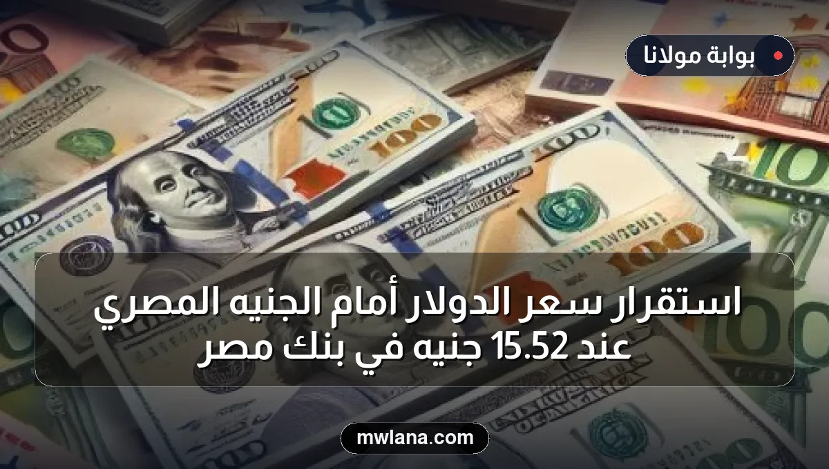 استقرار سعر الدولار أمام الجنيه المصري عند 52.15 جنيه في بنك مصر