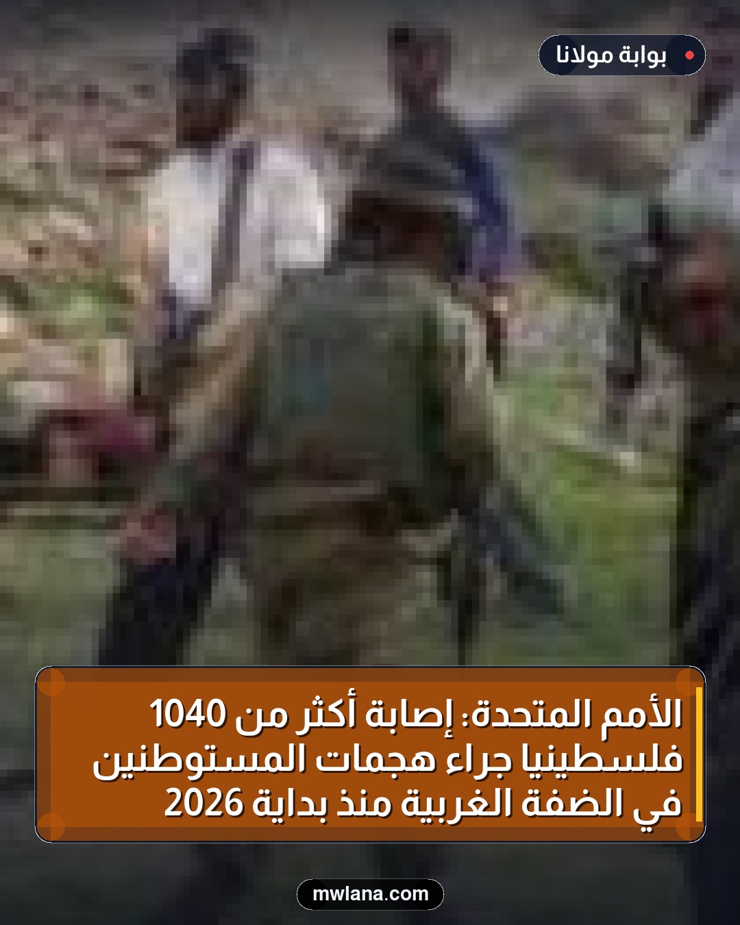 الأمم المتحدة: إصابة أكثر من 1040 فلسطينياً جراء هجمات المستوطنين في الضفة الغربية منذ بداية 2026