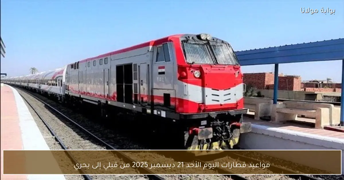 مواعيد قطارات اليوم الأحد 21 ديسمبر 2025 من قبلي إلى بحري