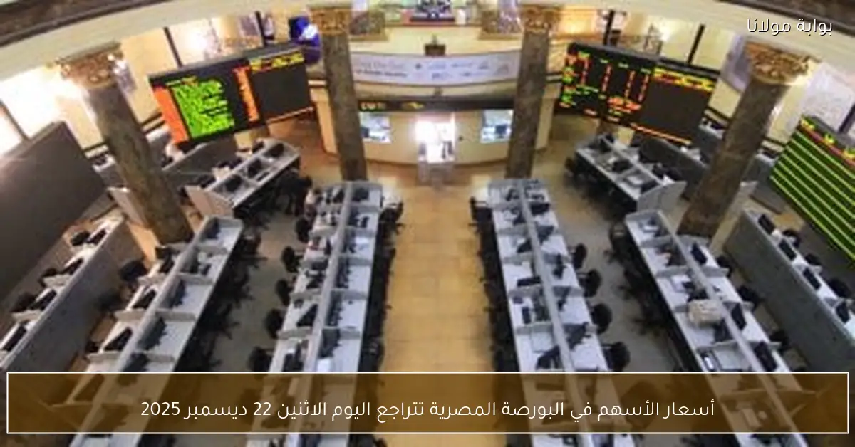 أسعار الأسهم في البورصة المصرية تتراجع اليوم الاثنين 22 ديسمبر 2025
