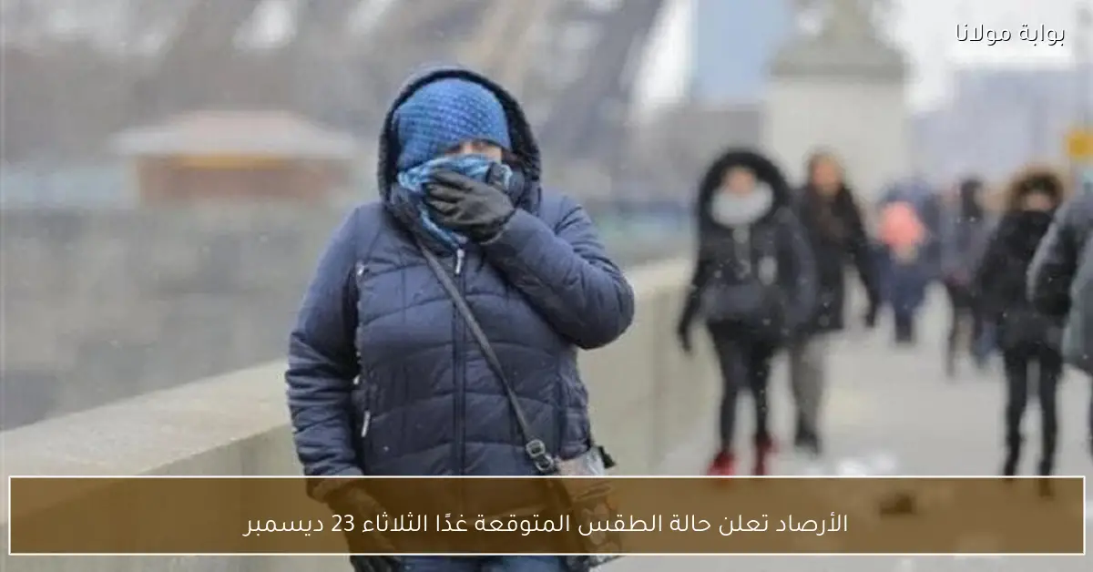 الأرصاد تعلن حالة الطقس المتوقعة غدًا الثلاثاء 23 ديسمبر