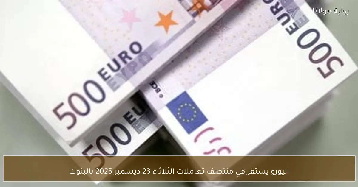 اليورو يستقر في منتصف تعاملات الثلاثاء 23 ديسمبر 2025 بالبنوك