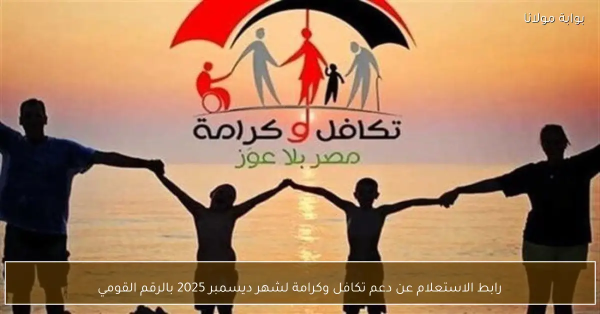 رابط الاستعلام عن دعم تكافل وكرامة لشهر ديسمبر 2025 بالرقم القومي