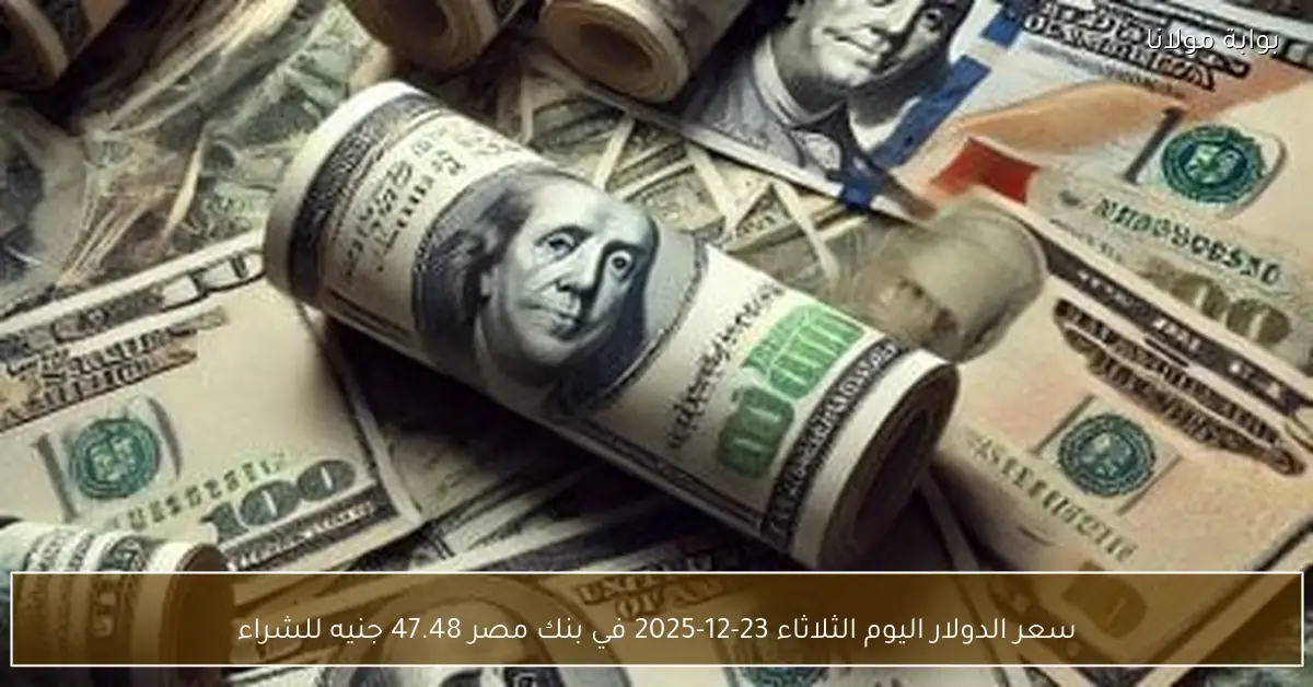 سعر الدولار اليوم الثلاثاء 23-12-2025 في بنك مصر 47.48 جنيه للشراء