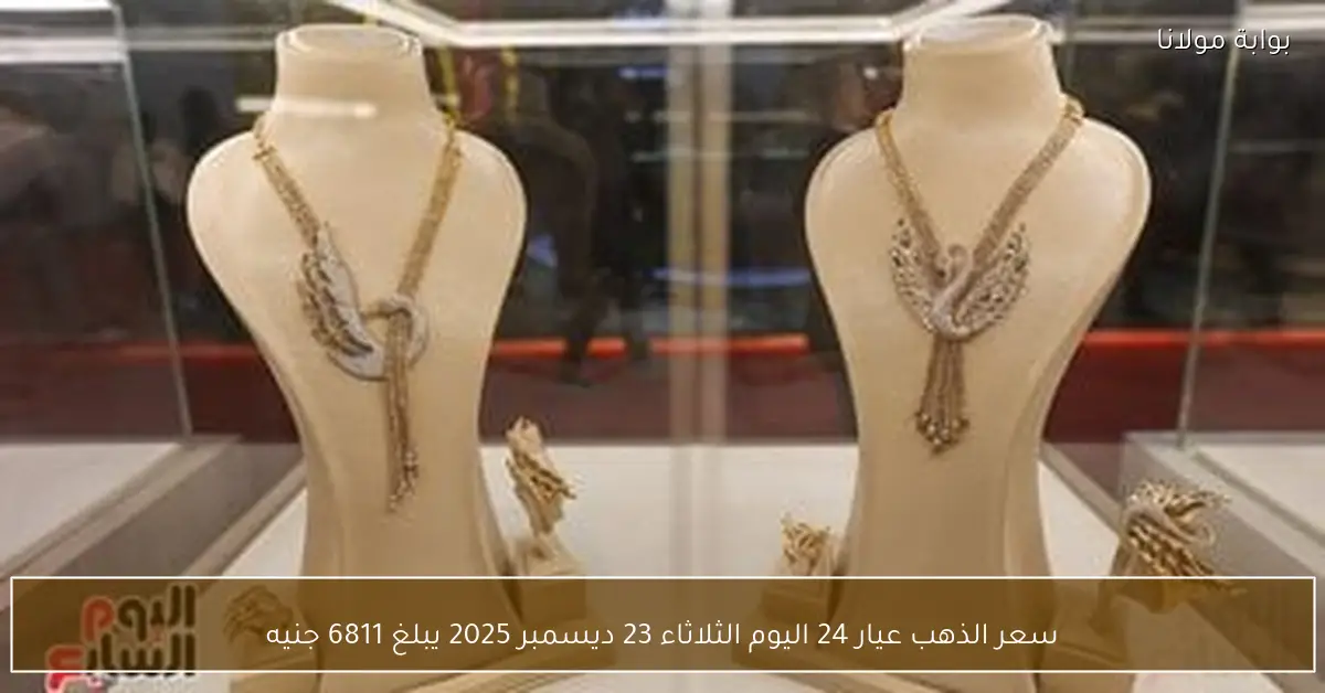 سعر الذهب عيار 24 اليوم الثلاثاء 23 ديسمبر 2025 يبلغ 6811 جنيه