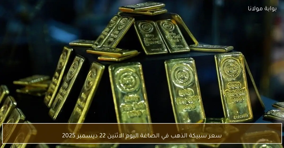 سعر سبيكة الذهب في الصاغة اليوم الاثنين 22 ديسمبر 2025
