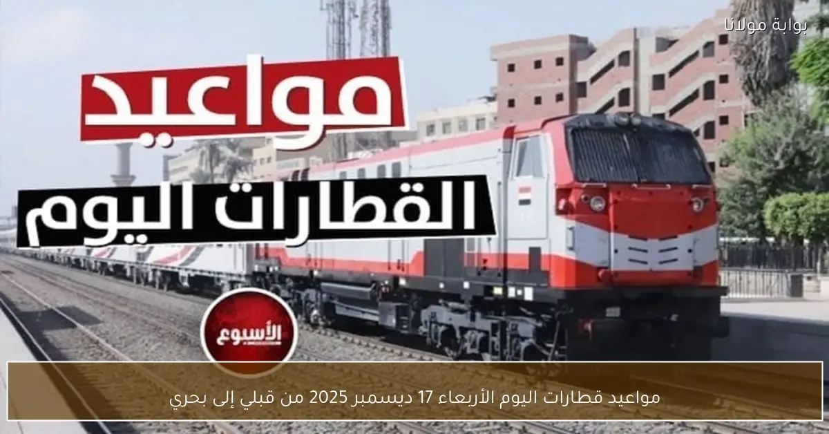 مواعيد قطارات اليوم الأربعاء 17 ديسمبر 2025 من قبلي إلى بحري