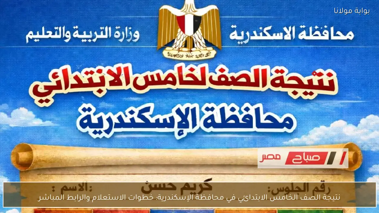 نتيجة الصف الخامس الابتدائي في محافظة الإسكندرية: خطوات الاستعلام والرابط المباشر