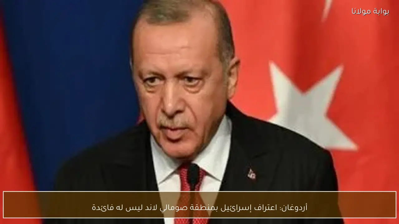 أردوغان: اعتراف إسرائيل بمنطقة صومالي لاند ليس له فائدة