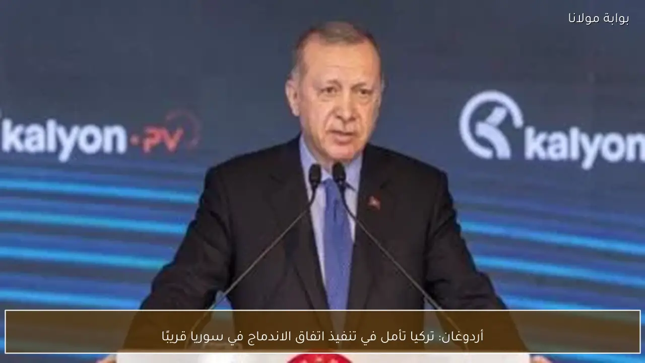 أردوغان: تركيا تأمل في تنفيذ اتفاق الاندماج في سوريا قريبًا