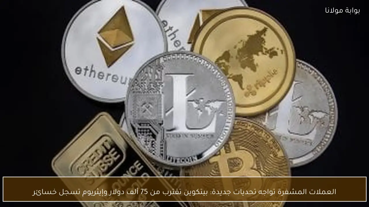 العملات المشفرة تواجه تحديات جديدة: بيتكوين تقترب من 75 ألف دولار وإيثريوم تسجل خسائر