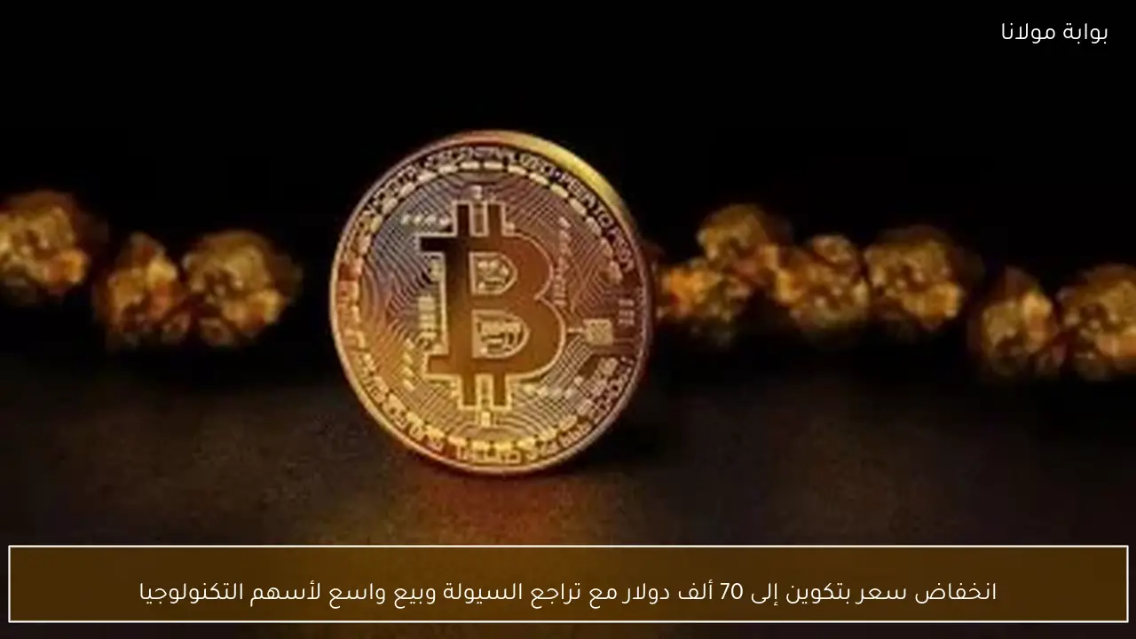 انخفاض سعر بتكوين إلى 70 ألف دولار مع تراجع السيولة وبيع واسع لأسهم التكنولوجيا