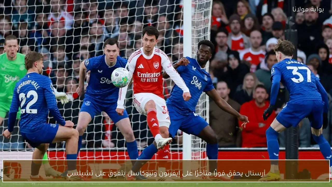 أرسنال يحقق فوزًا متأخرًا على إيفرتون ونيوكاسل يتفوق على تشيلسي