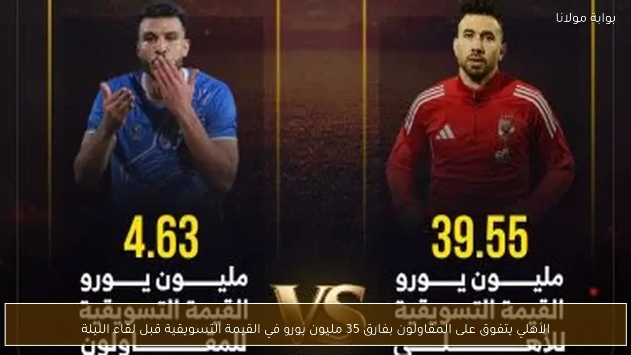 الأهلي يتفوق على المقاولون بفارق 35 مليون يورو في القيمة التسويقية قبل لقاء الليلة