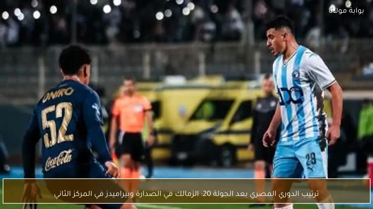 ترتيب الدوري المصري بعد الجولة 20: الزمالك في الصدارة وبيراميدز في المركز الثاني