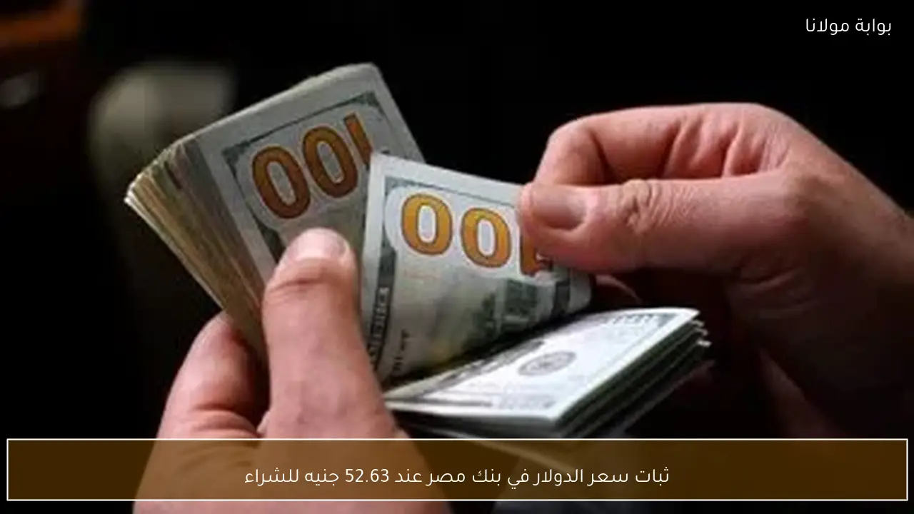 ثبات سعر الدولار في بنك مصر عند 52.63 جنيه للشراء