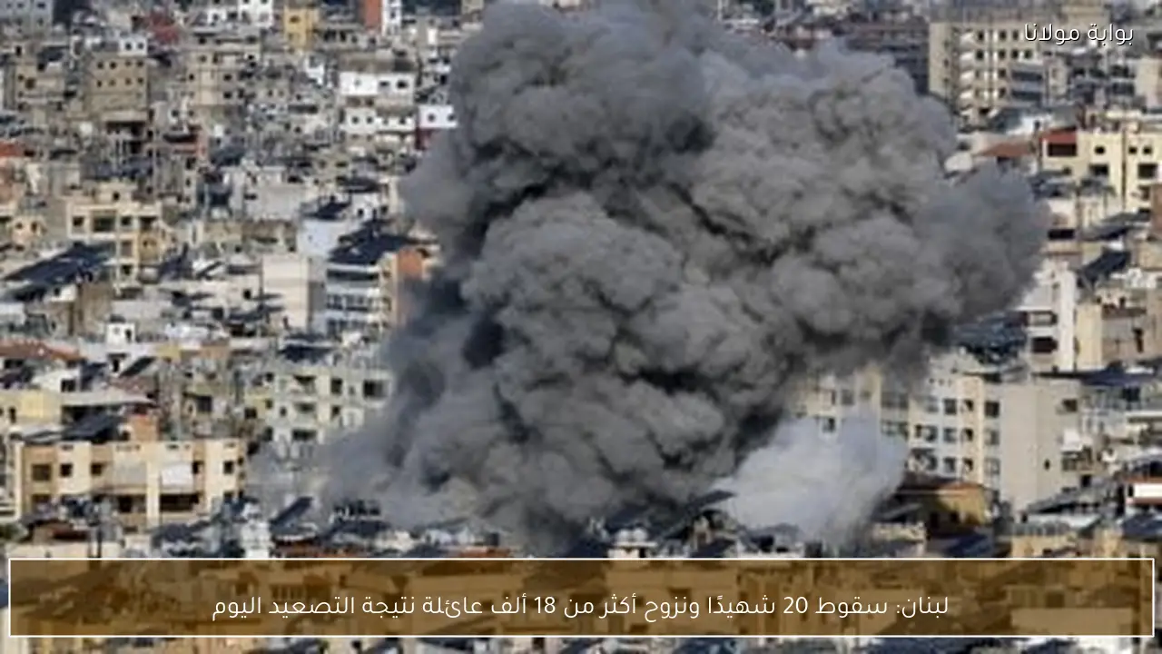 لبنان: سقوط 20 شهيدًا ونزوح أكثر من 18 ألف عائلة نتيجة التصعيد اليوم